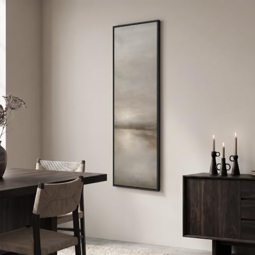 Large Framed Neutral Landscape Abstract Wall Art, Long Vertical 20x60 In - Image 3