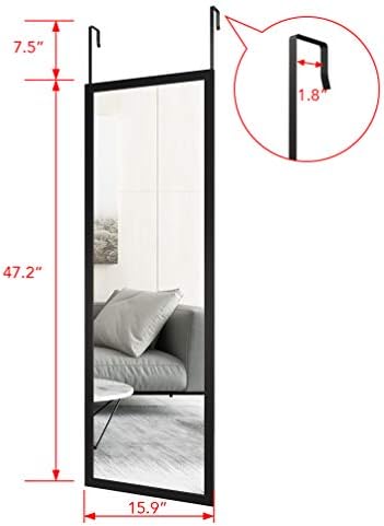 whitebeach Full Body Length Door Hanging Wall Mounted Mirror Over the Door - Image 4