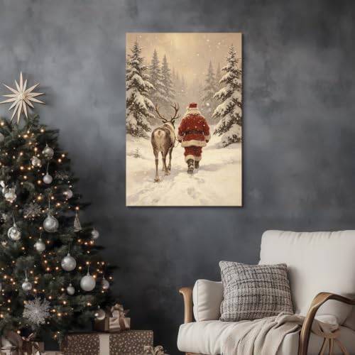 AVANT GARDE CANVAS Christmas Canvas Wall Art, Santa and Reindeer Walking Away - Image 3