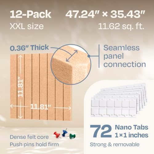 X-Large Cork Board Alternative 12-Pack Felt Bulletin Board Thick and Decorative - Image 3