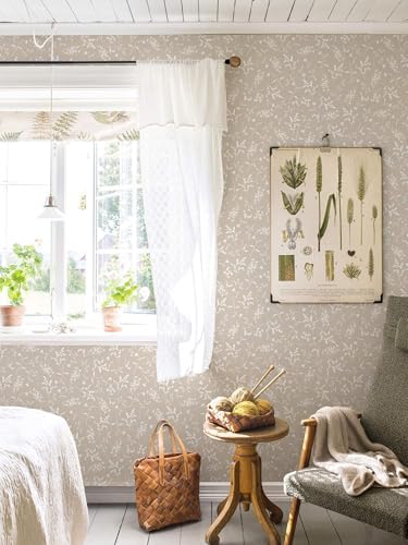 Ismoon Floral Wallpaper Peel and Stick Brown Neutral Contact Paper Wildflowers - Image 3