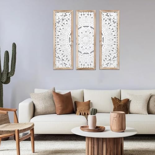 Carved Floral Wall Decor Panels Set of 3 - Image 4