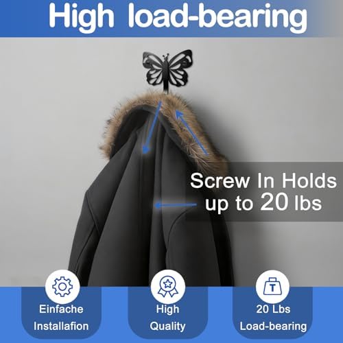 Majewel Black Hooks for Hanging, Butterfly Hooks for Shower Wall Hangs - Image 4