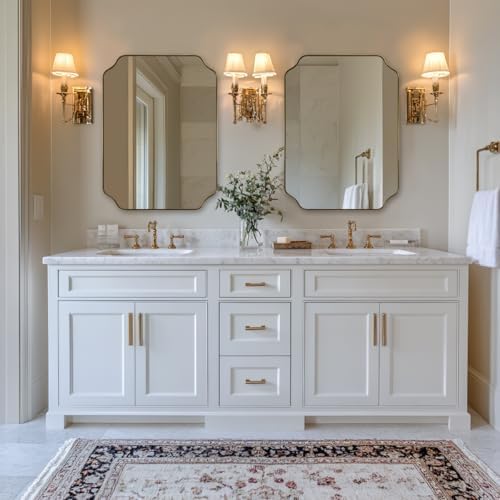 ANDY STAR Brushed Gold Mirror, Unique Rectangular Bathroom Mirror - Image 3