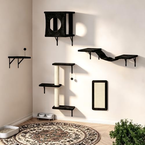 5 Pcs Cat Wall Shelves Set, Wall-Mounted Climber by KAMABOKO
