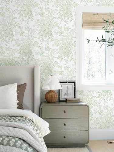 Heroad Green Floral Wallpaper Peel and Stick Wallpaper Flower Contact Paper - Image 2