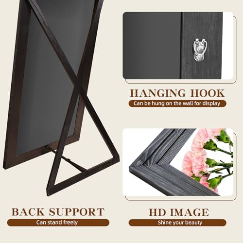 65x22in Full Length Mirror, 3-Tier Stepped Solid Wood Frame - Image 3