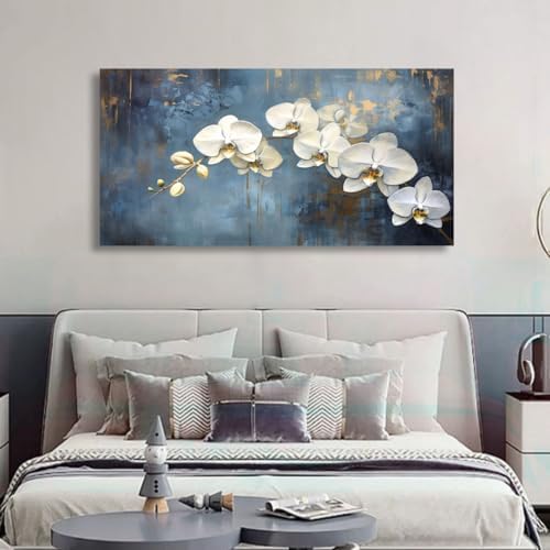 Abstract White Butterfly Orchid Canvas Wall Art - Image 3