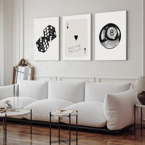 Black White Aesthetic Wall Art Decor 8 Ball Canvas Poster Y2k Cool Dice - Image 5