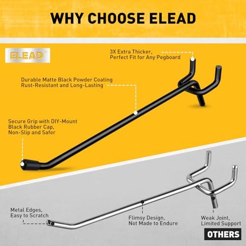 ELEAD 60-Piece 6 Inch Extra Thick Pegboard Hooks, Heavy Duty Peg Board - Image 4