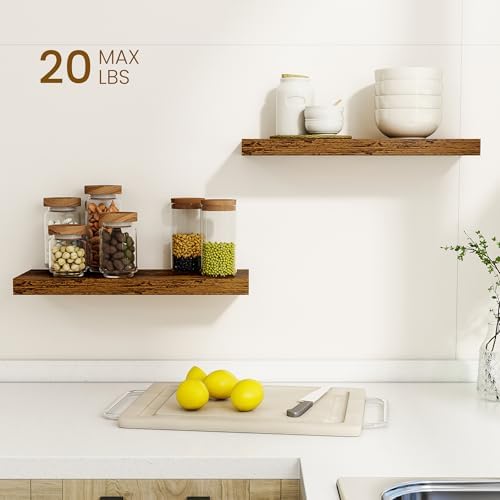 Dreamland Floating Shelves, 20Inch Rustic Wooden Wall Shelves - Image 2
