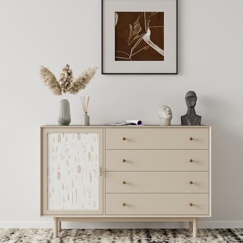 GloryTik Cream Geometric Peel and Stick Wallpaper ，Modern Self Adhesive - Image 6
