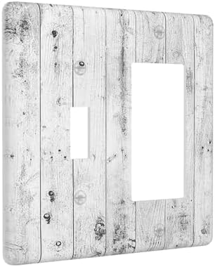 Outlet Covers Rustic White Grey Wood Grain 1 Toggle 1 Rocker Combination - Image 2