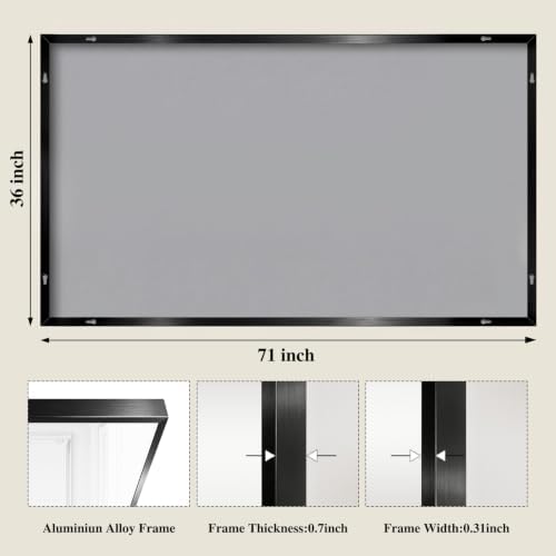 Koonmi Black Rectangle Wall Mirror, 36x71 Inch Bathroom Mirror, Aluminum Frame - Image 2