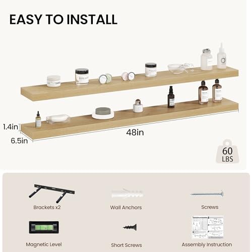 Vivelove 48 Inch Floating Shelves Wall Mounted - Image 3