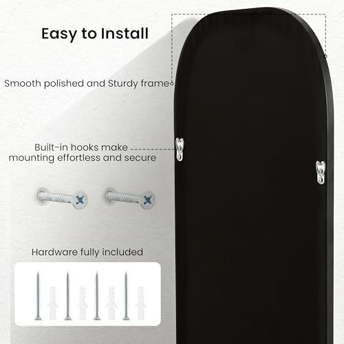 Arch Wall Mirror for Wall Mounted, Tempered Glass, Wood Grain Finish Frame Wall - Image 7