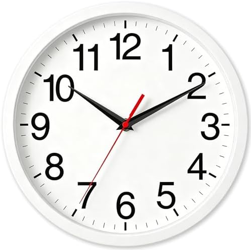 Rohioue Wall Clock Analog 10 Inch White Battery Operated Silent Clock by RohioueWallClock