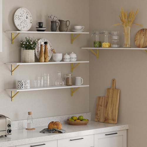 DINZI LVJ Long Wall Shelves, 47.3Inch Wooden Wall Mounted Shelves - Image 4