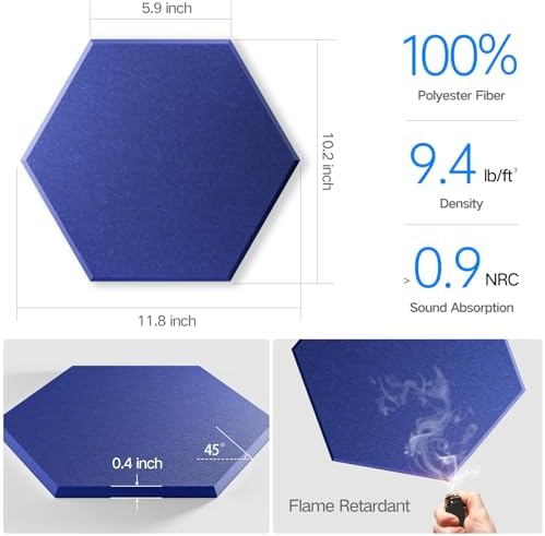 18 Pack Self-adhesive Acoustic Panels 12" X 10" X 0.4" -Sound Proof Foam Panels - Image 3