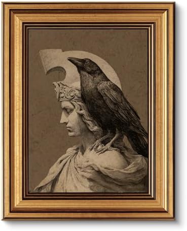 VIYYIEA Vintage Framed Halloween Wall Art, Gothic Black Raven, 10L x 8W by VIYYIEAART
