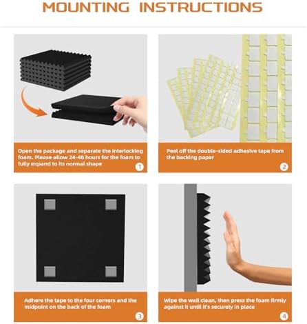 Sound Proof Foam Panels |12"×12"×1" Quick-Recovery Soundproof Wall Panels | - Image 5