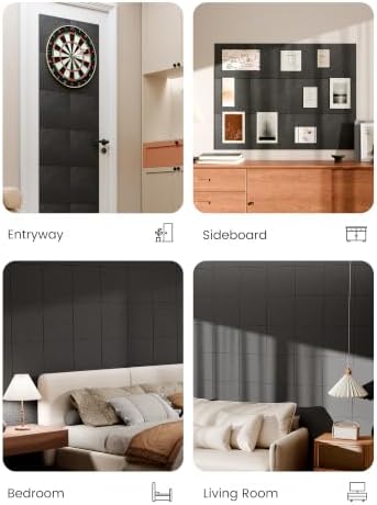 Bumusty 48"x 36" Large Felt Bulletin Board Tiles, Charcoal Gray - Image 6