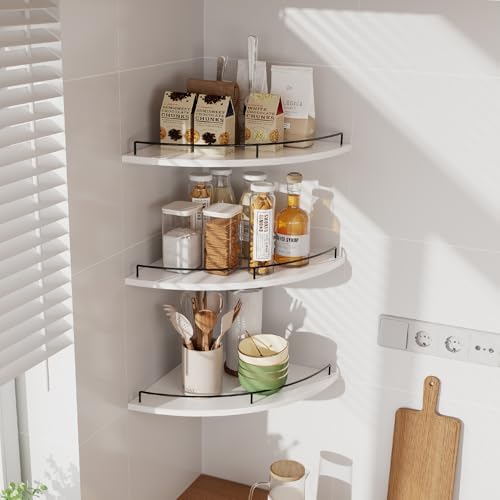 JJL Corner Shelf Wall Mounted, 12 Inches 3-Tier Floating Corner Shelf, - Image 6