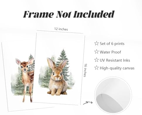 Woodland Animal Wall Art Nursery Baby Canvas Wall Decor Forest Animal Poster - Image 2