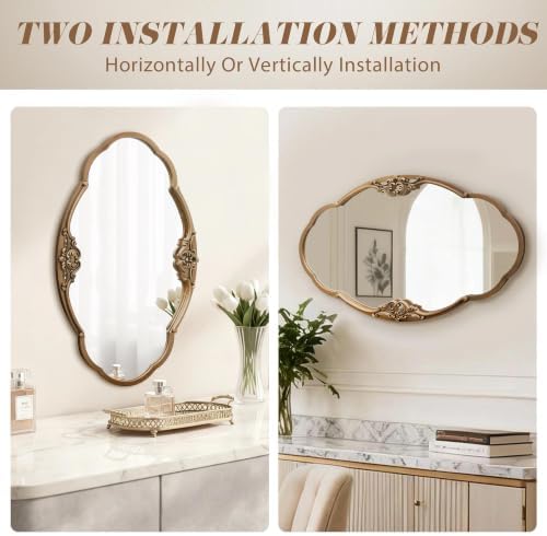 Besdomus Vintage Gold Wall Mirror: 33"x19.5" Medium Antique Oval Mirror - Image 5