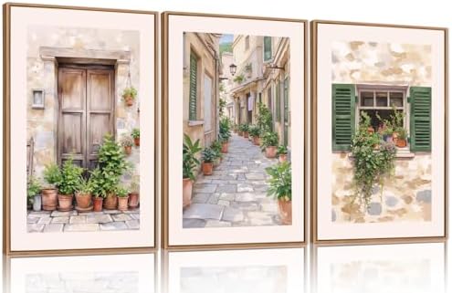 FWIEXA Italy Streets Travel Framed Wall Art Set, Vintage Italian Style by FWIEXA