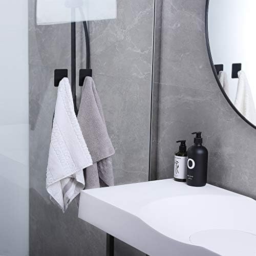 DELITON 8 Pack Adhesive Towel Hooks, Matte Black Wall Hooks - Image 5