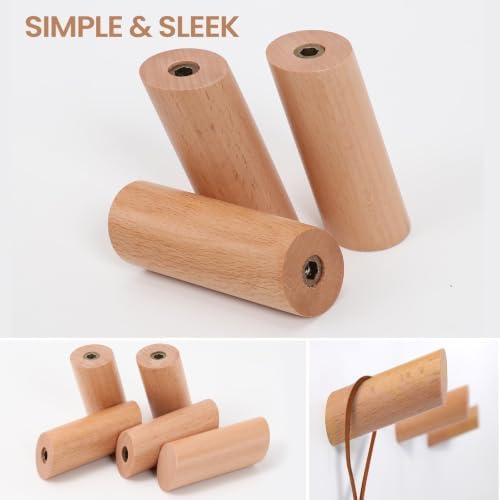 evory 4 Pack Coat Hooks Mounted Rustic Wooden Heavy Duty Robe Hook - Image 2