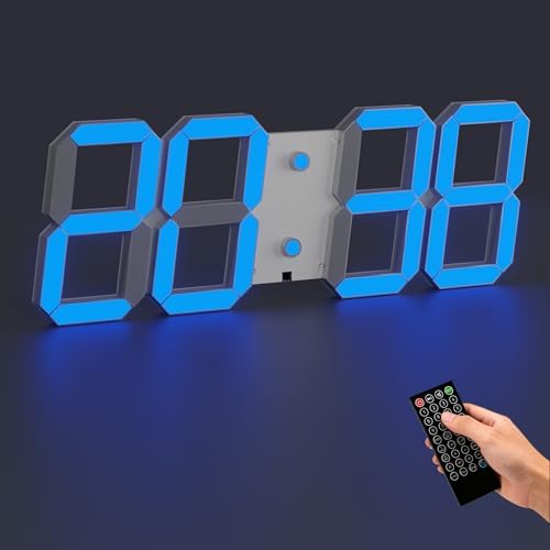CHKOSDA 17" Large 3D LED Digital Wall Clock, 6-inch High-Visibility Digits by CHKOSDA
