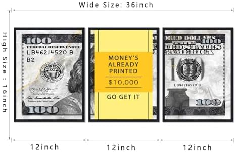 Black Framed Canvas Wall Art Benjamin Franklin 100 Dollar Money's Already - Image 5