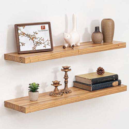 Floating Shelves for Wall, Farmhouse Wooden Shelf for Living Room, Bathroom and by FunMemories