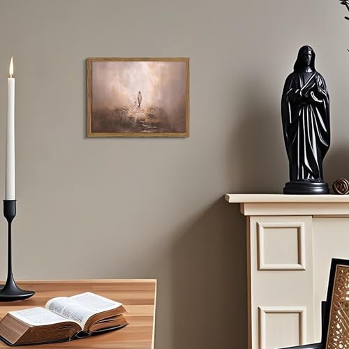 Framed Christian Wall Art, Good Shepherd Jesus Leaves the 99 Sheep Canvas Print - Image 4