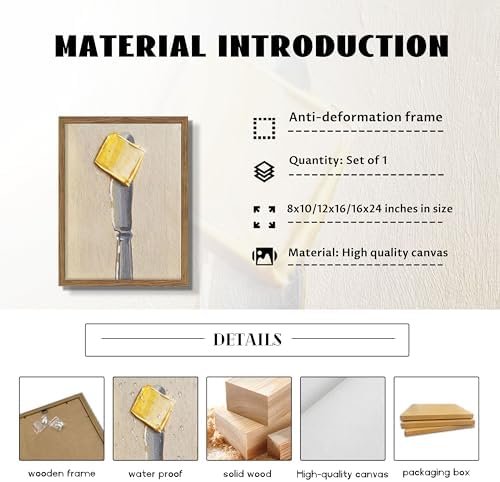 Framed Vintage Kitchen Wall Art, Butter on Knife Canvas Print, Modern - Image 5