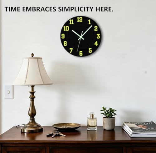 Glow in The Dark Wall Clock, 14 Inch Modern Black Wall Clocks - Image 3