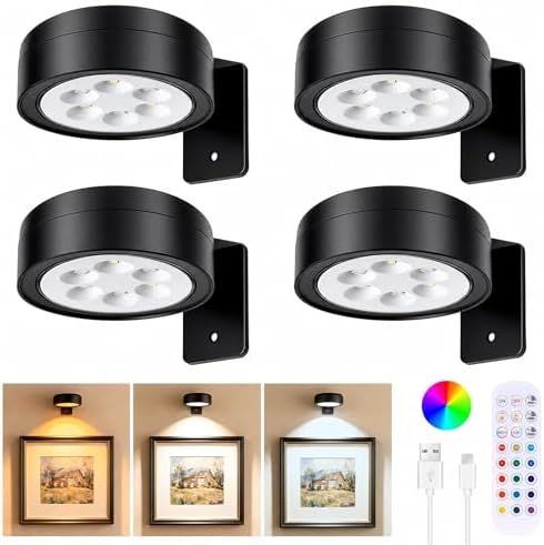 4-Pack Picture Lights for Wall, Rechargeable Wireless Poster Lights by Unknown