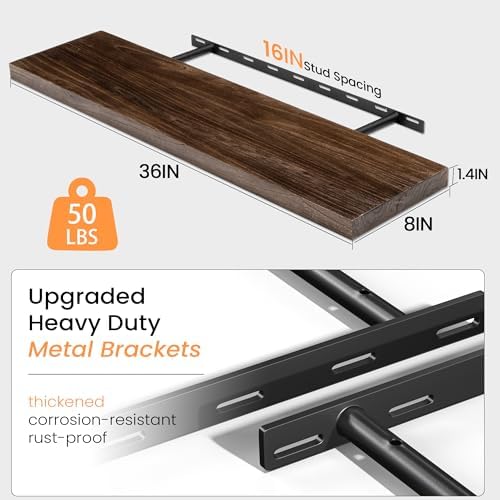 Floating Shelves for Wall, Farmhouse Wooden Shelf for Living Room, Bathroom and - Image 3
