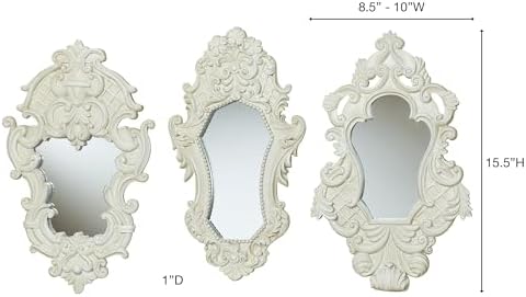 Lattice Scroll Antique White Traditional Classic Wall Mirrors | Set of Three | - Image 3