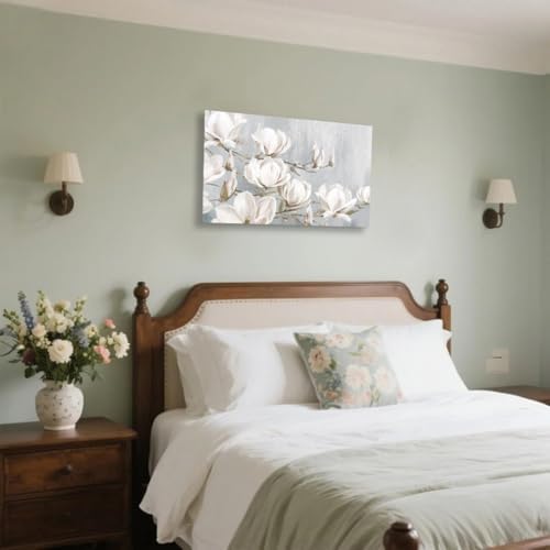SEVEN WALL ARTS White Magnolia Canvas Wall Art Flowers Pictures Blossom Floral - Image 3