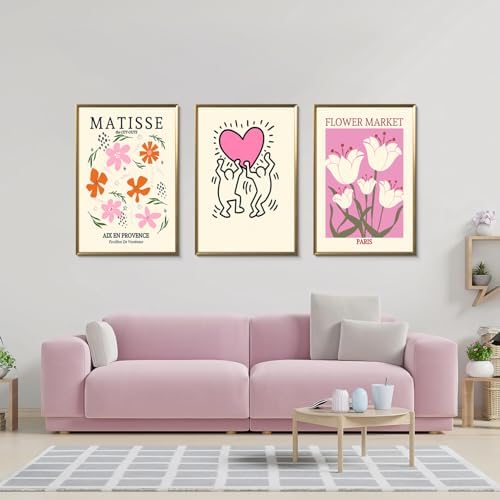 Matisse Wall Art Set of 3 Henri Matisse Abstract Pink Floral Posters Print - Image 6