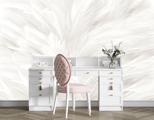 Gray and White Feather wall Mural Peel and Stick by TUNDJ