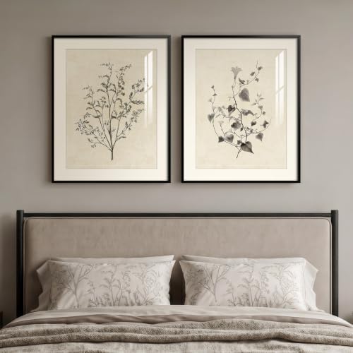 Framed Vintage Neutral Botanical Wall Art by Cuspin