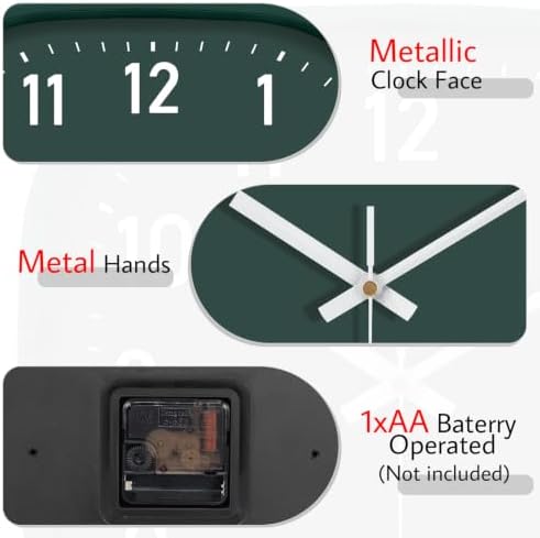 8Inch Dark Green Square Wall Clock Silent Non Ticking Analog Clock - Image 5