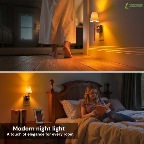 L LOHAS LED Night Lights Plug into Wall, Pleated Fabric Cover Night Light - Image 6