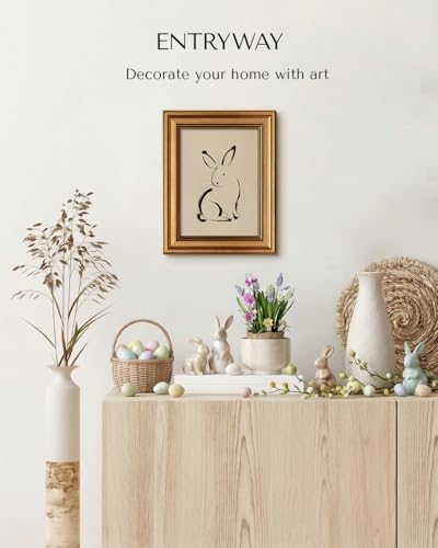 VIYYIEA Vintage Gold Framed Wall Art, Minimalist Rabbit, 8x10 Inch - Image 4
