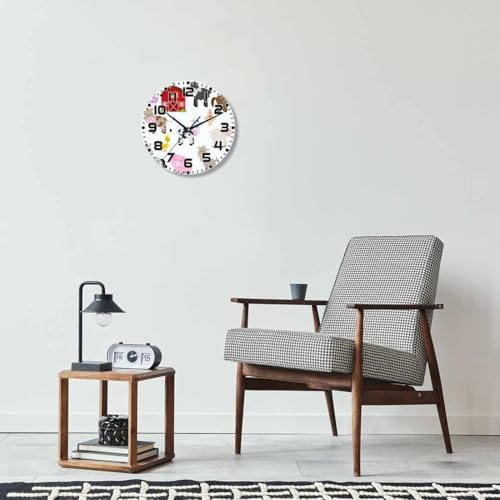 Farm Animals and Barn Wall Clock Pigs Rabbits Goats Chickens Battery Powered - Image 7
