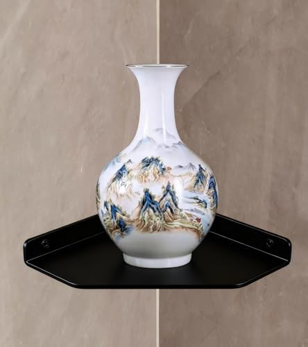 8 Inch Black Floating Corner Shelf Wall Mounted, Triangle Storage Shelf - Image 7